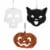 Bethany Lowe 2.5 Inches Spooky Silhouette Set Of 3 Tin Halloween Cat Pumpkin Skull TF9136 Perspective: front