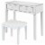 Caleb Mirrored White Vanity Set - 2 Drawers - 2 Piece Set in White - Posh Living Perspective: front