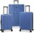 Traveler's Choice Dana Point Expandable Hard-Shell Luggage Set with USB Port - Blue Perspective: front
