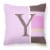 Letter Y Initial Monogram - Pink Stripes Fabric Decorative Pillow Perspective: front