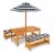 KidKraft Outdoor Children's Table & Bench Set with Cushions & Umbrella - Navy & White Stripes Perspective: front