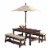 KidKraft Outdoor Children's Table & Bench Set w/ Cushions & Umbrella-Oatmeal & White Stripes Perspective: front