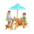 KidKraft Outdoor Children's Table & Bench Set with Umbrella - Turquoise & White Perspective: front