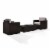 3 Piece Outdoor Seating Set With Gray Cushions - Two Outdoor Chairs & Glass Top Table Perspective: front