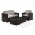 3 Piece Outdoor Wicker Seating Set With Gray Cushions - Loveseat, Chair & Glass Top Table Perspective: front