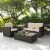 3 Piece Outdoor Wicker Seating Set With Sand Cushions - Loveseat, Chair & Glass Top Table Perspective: front