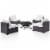Biscayne Upholstery 5 Piece Wicker Patio Fire Pit Set in White-Crosley Perspective: front