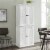 Crosley Clifton 4 Door Pantry in Distressed White Perspective: front