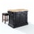 Butcher Block Top Kitchen Island In Black With 24  Black Upholstered Square Seat Stools Perspective: front