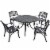Sedona 46 Five Piece Cast Aluminum Outdoor Dining Set With Arm Chairs In Black Finish Perspective: front