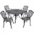 46 Five Piece Cast Aluminum Outdoor Dining Set With High Back Arm Chairs In Black Finish Perspective: front