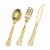 Shiny Metallic Gold Glamour Plastic Cutlery Set - Spoons, Forks and Knives (600 Guests) Perspective: front