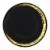 10.25  Black with Gold Moonlight Round Disposable Plastic Dinner Plates (120 Plates) Perspective: front