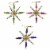 Santa Land Diamond Brite Burst Set / 3 Glass Beaded Ornament Star Retro 21R1060 Perspective: front
