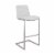 Lucas 26  Counter Height Barstool in Brushed Stainless Steel Finish and White Faux Leather Perspective: front