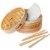 Bamboo Steamer Basket 10 Inch with 2 Pairs Chopsticks, Tongs and 50 Paper Liners Perspective: front