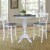 36  Round Wood Bar Height Table With 2 X-back Stools in White/Heather Gray Perspective: front
