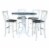 36  Round Wood Extension Bar Height Table and 4 Stools in White/Heather Gray Perspective: front