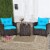 Costway 3PCS Patio Rattan Furniture Set Cushioned Conversation Set Sofa Turquoise Perspective: front