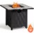 Costway 30'' Square Propane Gas Fire Pit Table Ceramic Tabletop 50,000 BTU with Cover Perspective: front