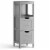 Costway Bathroom Wooden Floor Cabinet Multifunction Storage Rack Stand Organizer Gray Perspective: front