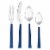 Hampton Forge Tomodachi Dali Flatware Set - Estate Blue/Silver Perspective: front