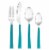 Hampton Forge Tomodachi Dali Flatware Set - Turquoise/Silver Perspective: front