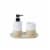 VCNY Home Ceramic Bathroom Accessory Set - White/Tan Perspective: front