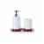 VCNY Home Ceramic Bathroom Accessory Set - White/Wood Perspective: front