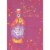 Love Potion 3D Bottle, Heart Gem, Gold Ribbon on Dark Pink Valentine's Day Card Perspective: front