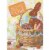 Chocolate Rabbit and Candy Inside Wicker Basket with Blue Ribbon Easter Card for Dad Perspective: front