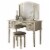 Poundex Furniture Wood Vanity Set with Mirror and Stool Silver Color Perspective: front