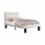 Silky & Sheeny Wooden Full Bed With Light Bone PU Tufted Head Board, White Finish- Saltoro Perspective: front