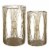 Stratton Home Decor Boho Gold Metal Set of 2 Hurricane Candle Holders Perspective: front