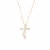 14K Gold Over Brass Cubic Zirconia Swirl On Cross Necklace Perspective: front