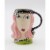 Ceramic Pink Hair Lady Cup, Home Décor, Gift for Her, Mom, Friend, or Coworker, Kitchen Décor Perspective: front