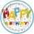 Unique Round Dinner Paper Plates - 9 | Happy Balloon Birthday (Pack of 14) Perspective: front