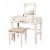 Wooden Vanity Set with Flip Top Mirror and 2 Drawers, White and Beige Perspective: front