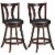 Gymax Set of 2 Swivel Bar stool 24'' Counter Height Leather Padded Dining Kitchen Chair Perspective: front
