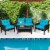 4PCS Rattan Patio Furniture Conversation Set Cushioned Outdoor Furniture Set Perspective: front