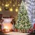 7.5ft Pre-lit Snow Flocked Christmas Tree Hinged Pine Tree Holiday Decoration Perspective: front