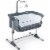 Gymax Portable Baby Bed Side Crib Height Adjustable W/ Music Box & Toys Dark Grey Perspective: front