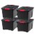 IRIS USA 4 Pack 40qt Plastic Storage Bin with Lid and Secure Latching Buckles, Black Perspective: front