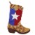 Northlight 18.5  Brown and Red Shadow Texas Flag Cowboy Boot Christmas Stocking Perspective: front