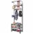 Metal Entryway Coat Shoe Rack Hall Tree with 3-Tier Shoe Bench Shoe Storage 18 Hooks Coat Hat Perspective: front
