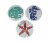 Set of 3 Cement Wall Hanging Circular Scallop Seahorse Starfish Home Decor Sculptures Perspective: front