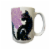 15oz Ceramic Coffee Mug - Black Cat Purple Blue Floral - Dia De Los Muertos - Day Of The Dead Perspective: front