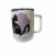 10oz Stainless Steal Coffee Cup - Black Cat Purple Blue Floral Perspective: front