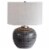Uttermost Mikkel Farmhouse Ceramic Steel and Fabric Table Lamp in Charcoal Perspective: front
