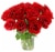 Coming Up Roses Fresh Flower Arrangement In Glass Vase 16 stems Perspective: front
